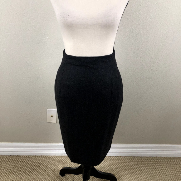 VINTAGE Burberrys Of London Skirt Gray Wool Pencil Midi Career Size X Small - Picture 11 of 15
